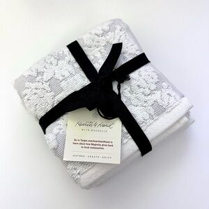 NEW!!! Hearth & Hand Medallion Geo/Grey & White Textured Wash Cloths/3Pack